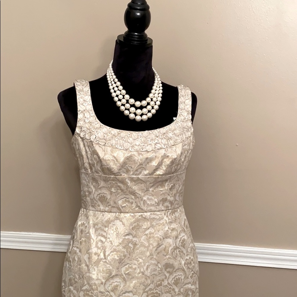 Cream and gold cocktail dress